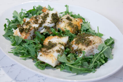 Pan Seared Sea Bass with Warm Vinaigrette