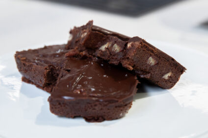 Pecan Brownies with Salted Caramel Ganache