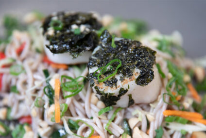 Nori Crusted Scallops with Soba Noodle Salad