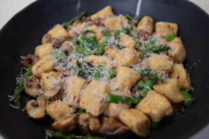 Ricotta Gnocchi with Asparagus and Spring Mushrooms