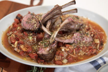 Reverse Seared Lambchops with Provencal Vegetables