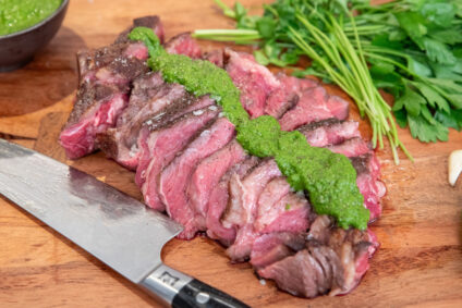 Cowboy Ribeye Steaks with Chimichurri